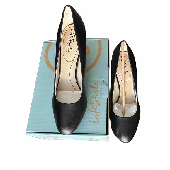 Life Stride Julia Dress Pump Heels Shoes Womens 8.5 Slip On Round Toe Black NEW - Picture 9 of 10